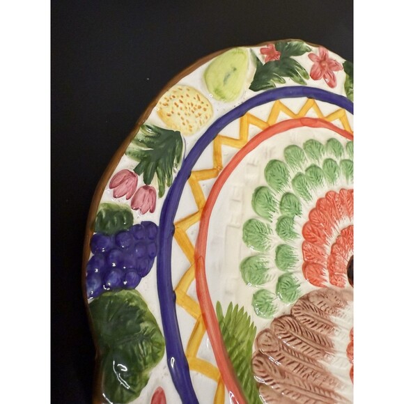 Vintage New Wang's International Fruit and Turkey Embossed Platter - Picture 5 of 7